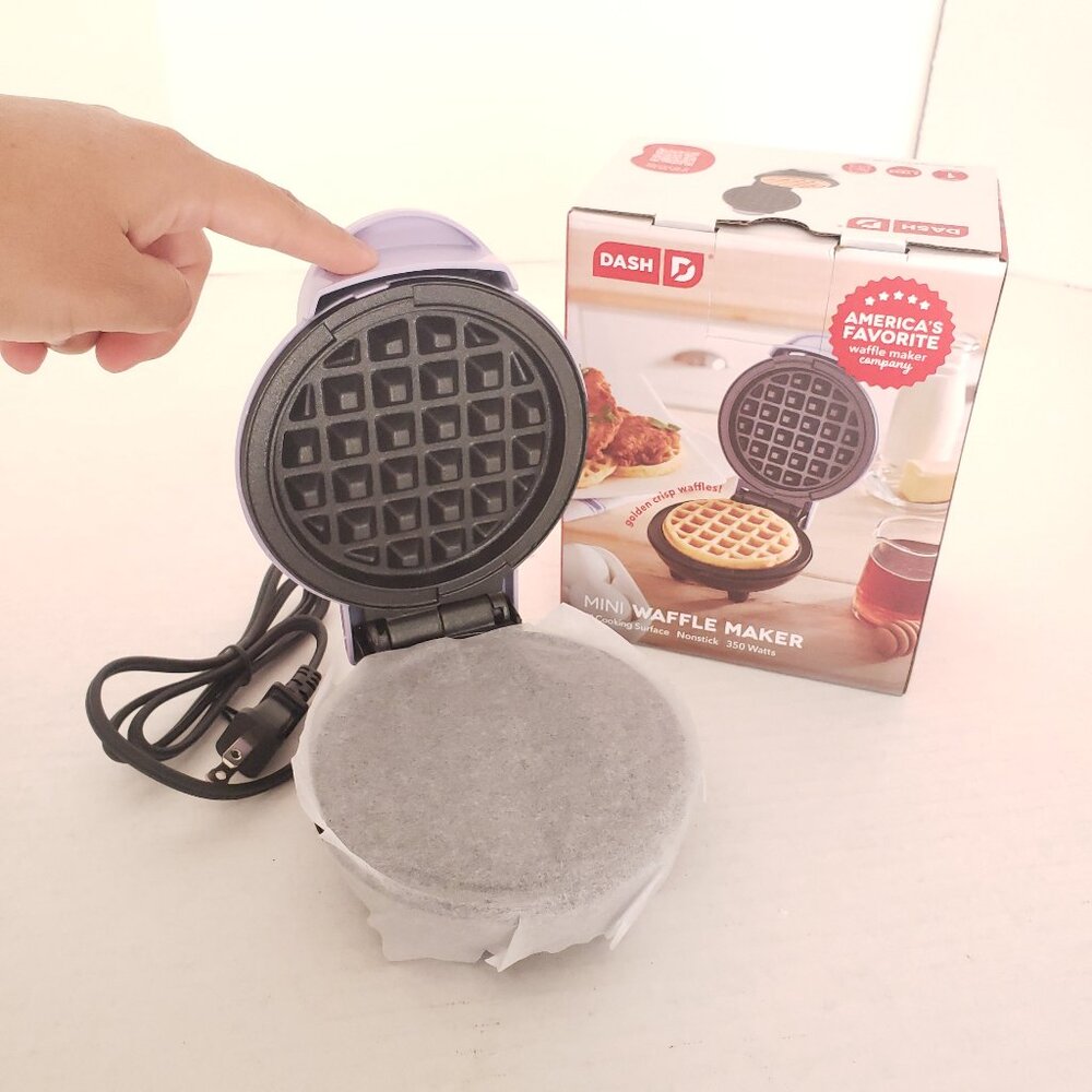 New DASH Mini Maker Waffle 4" Cooking Surface Nonstick - Lavender Purple